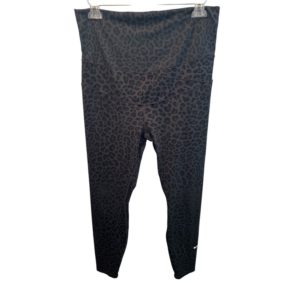 Nike Womens Black Leopard Aimal Print Crossover High Waist Leggings XL